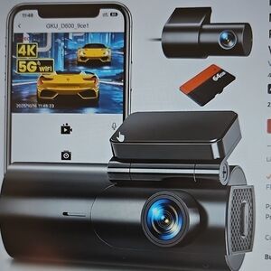 New GKU Duo Dash Cam Advanced 4K WiFi  Night Vision G-Sensor Black